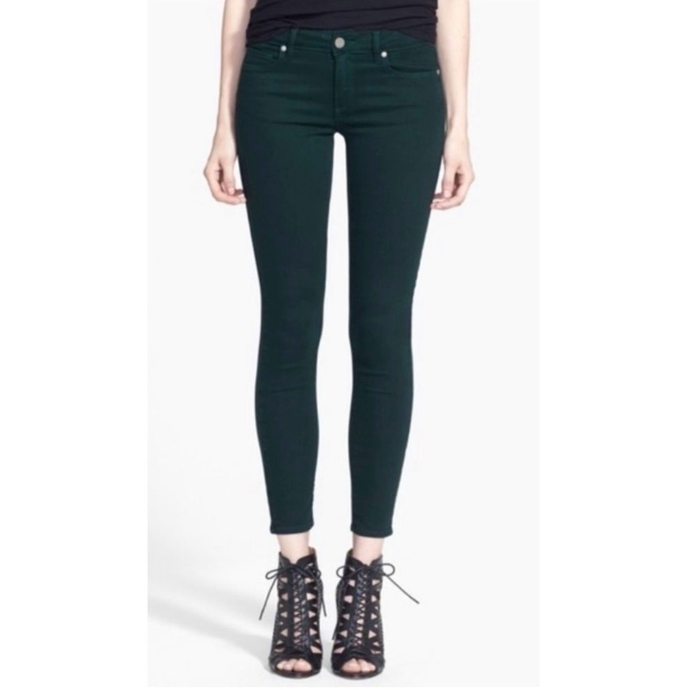 Paige Ultra Skinny Mid Rise Ankle Jeans Marine Green Size 27